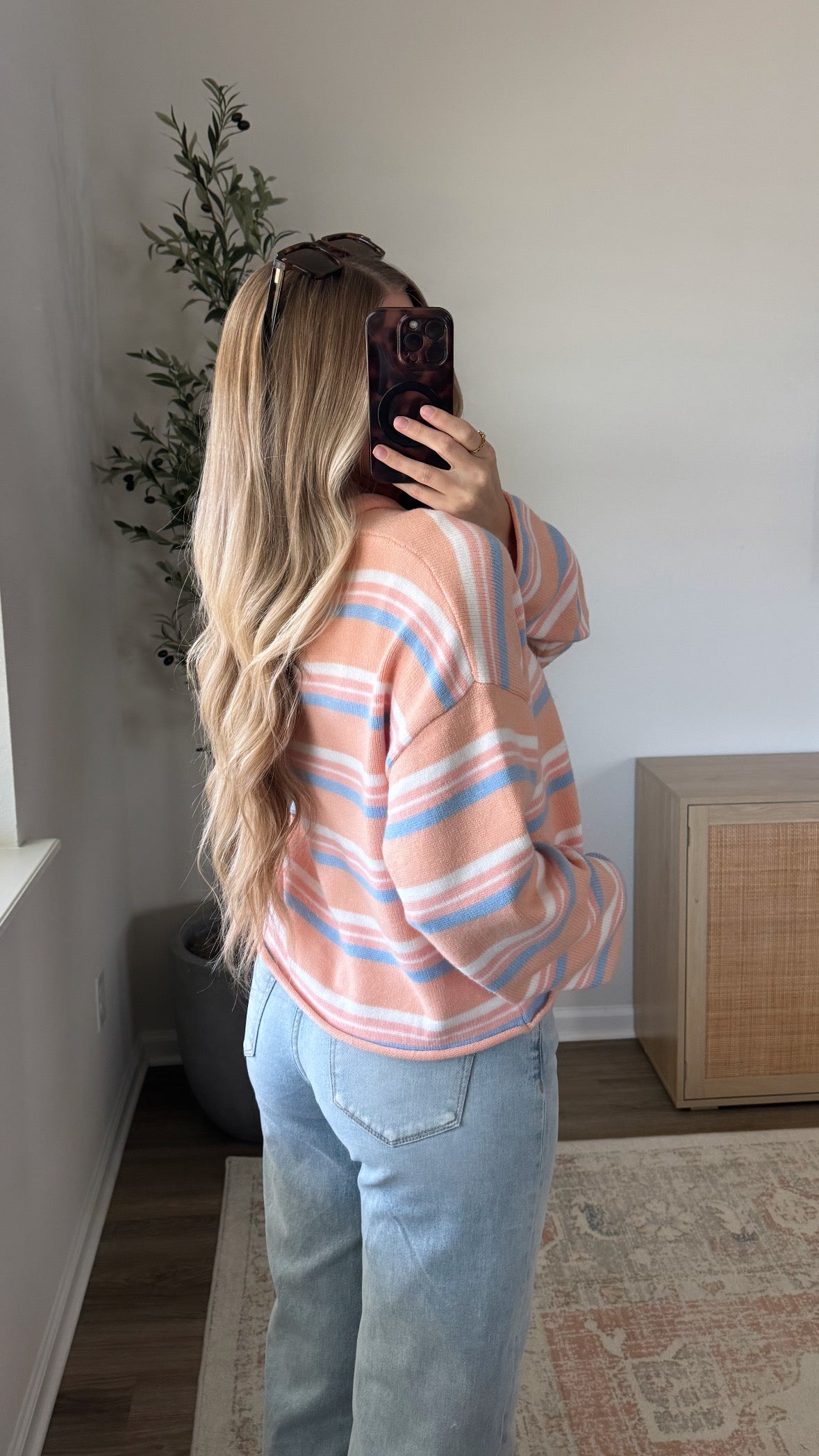 Meadow Striped Cardigan / Peach