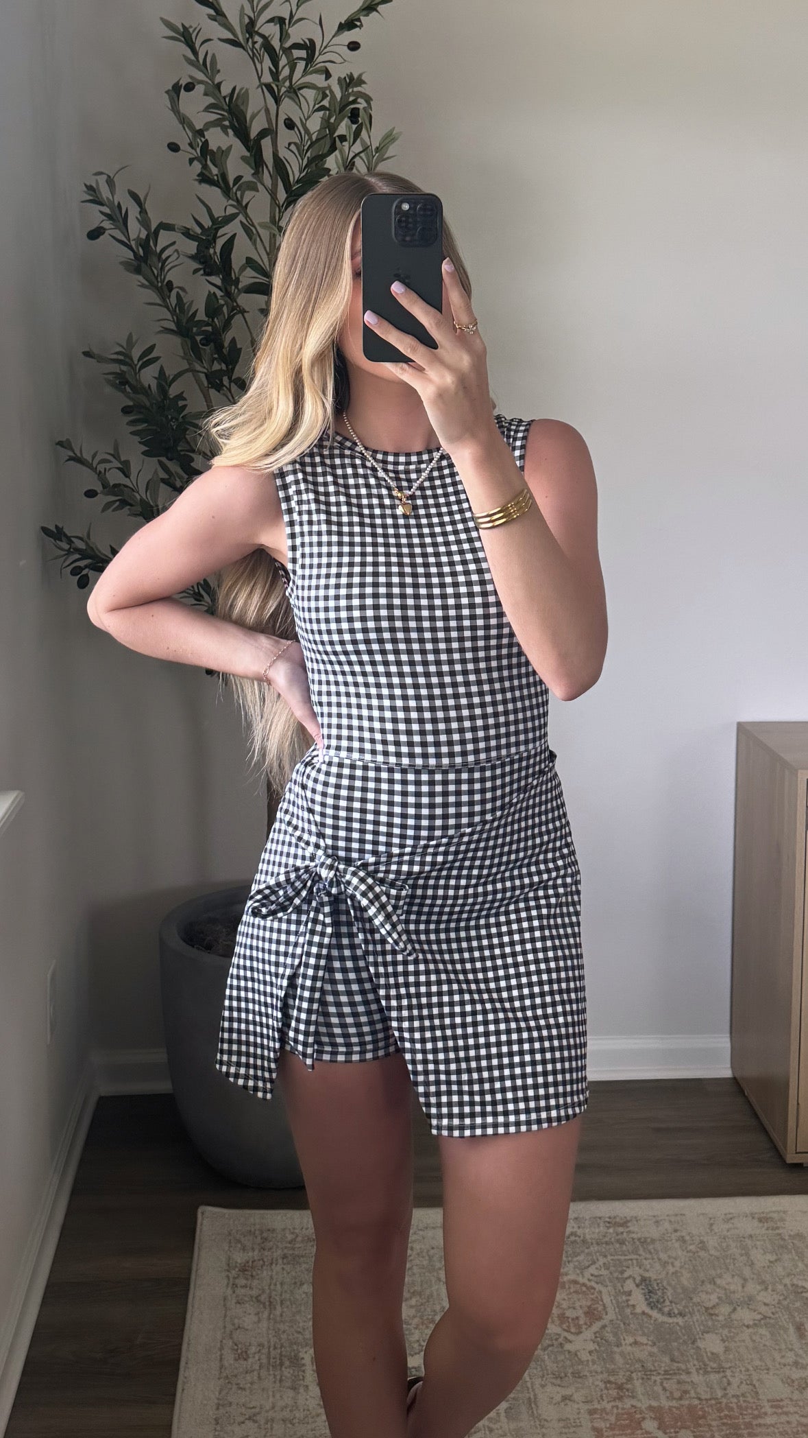 Gingham Athletic Wrap Dress