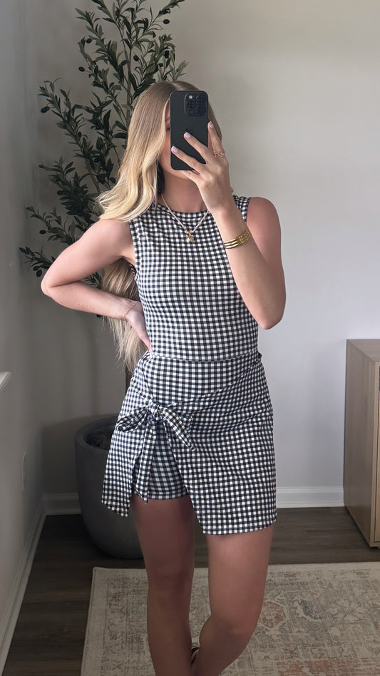 Gingham Athletic Wrap Dress