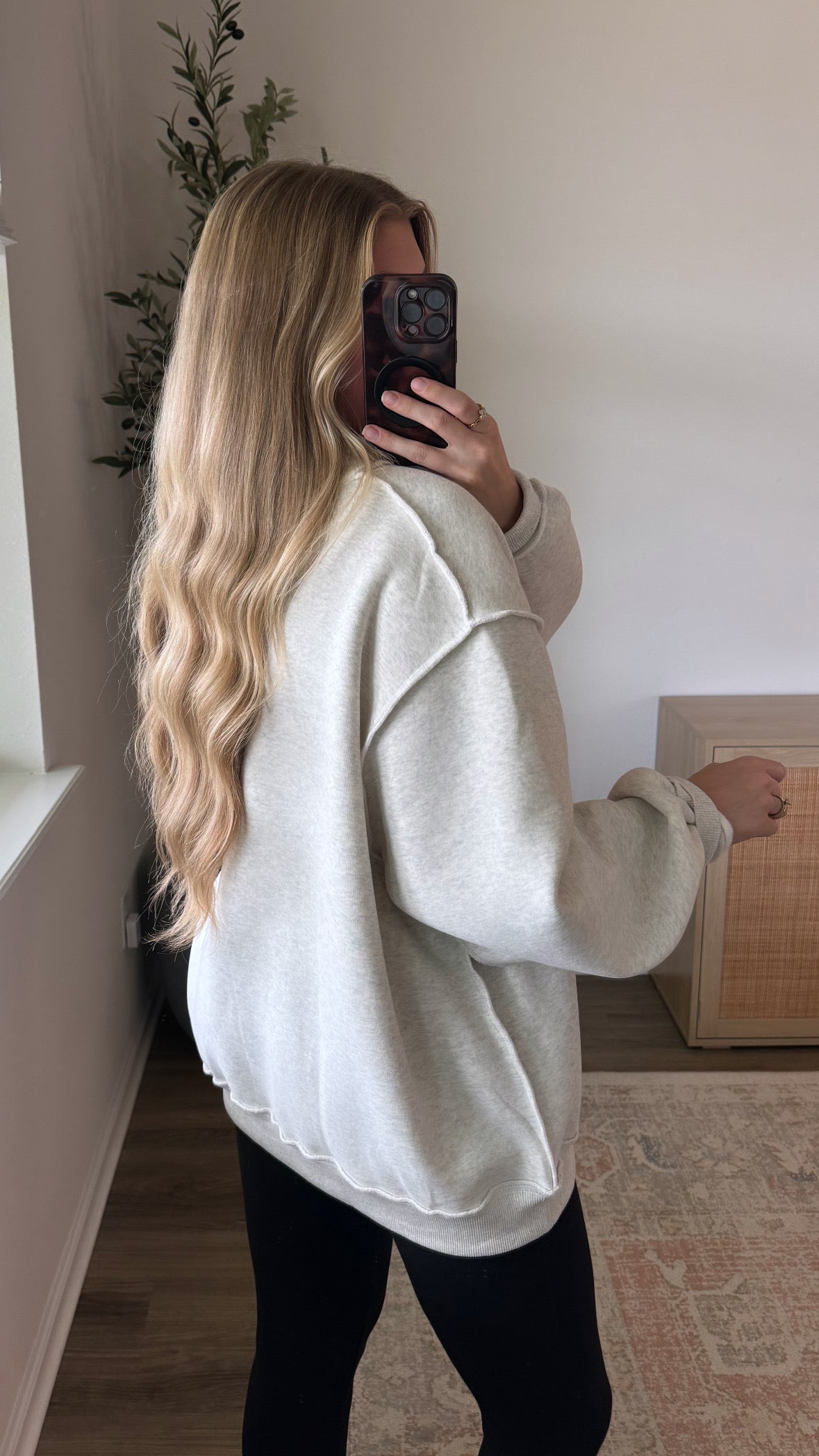 Merry Polka Dot Mock Neck Sweatshirt / Heather Grey