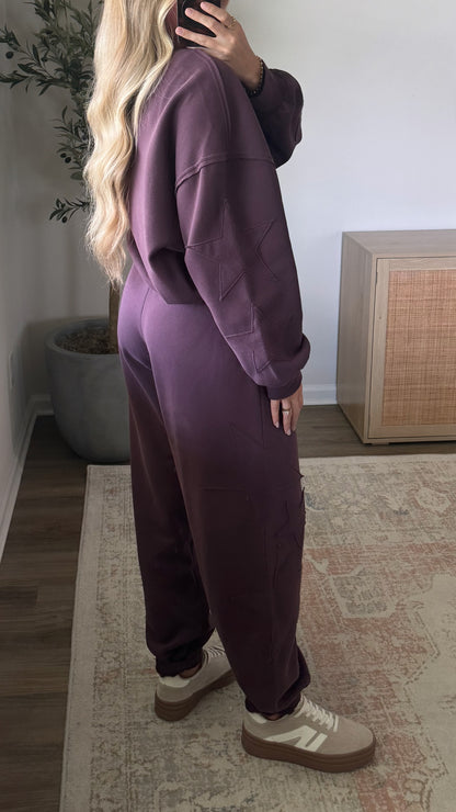 Star Patchwork Joggers / Plum