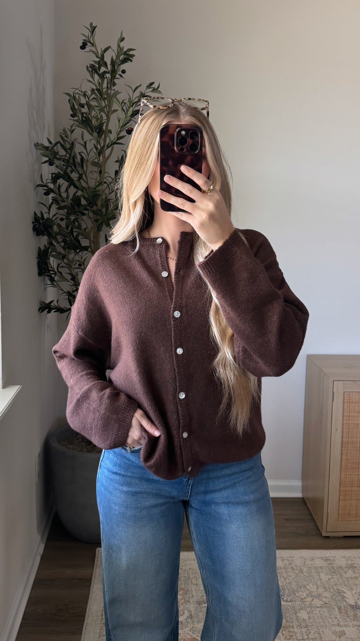 DOORBUSTER! Button Down Cardigan / Brown