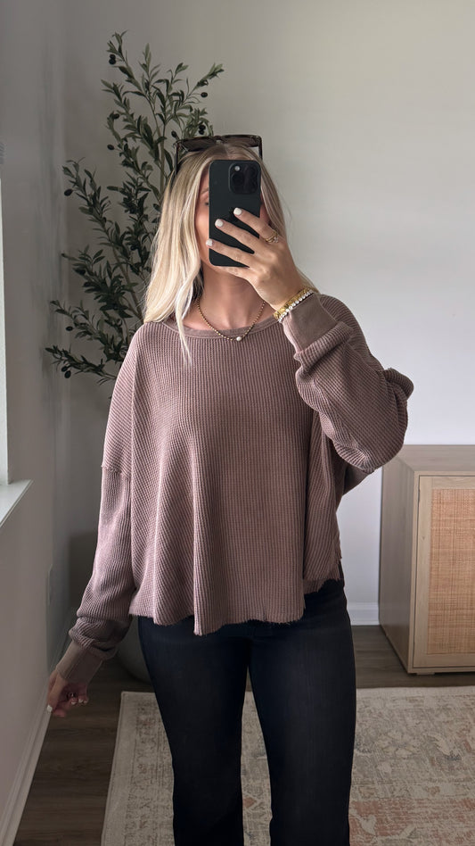 Hailey Waffle Top / Brown