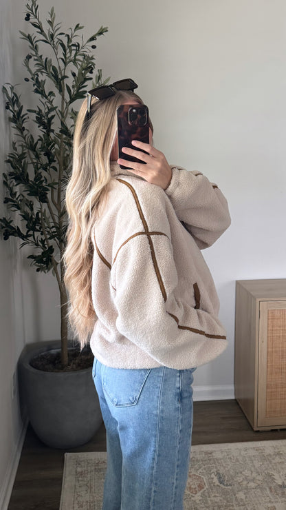Sherpa Pullover / Oat + Brown