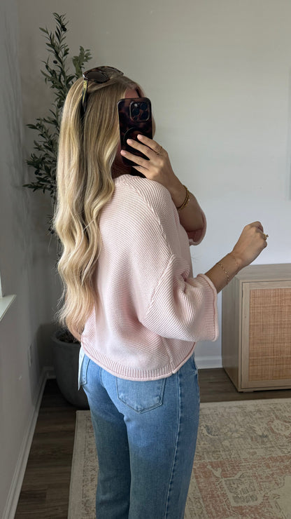 Short Sleeve Cardigan / Light Pink