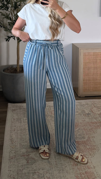Coastal Breeze Striped Pants / Light Blue
