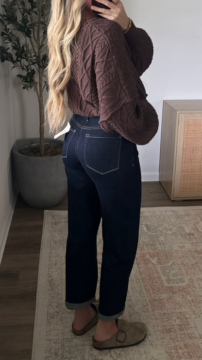 Tessa Comfort Barrel Jeans / Dark Wash