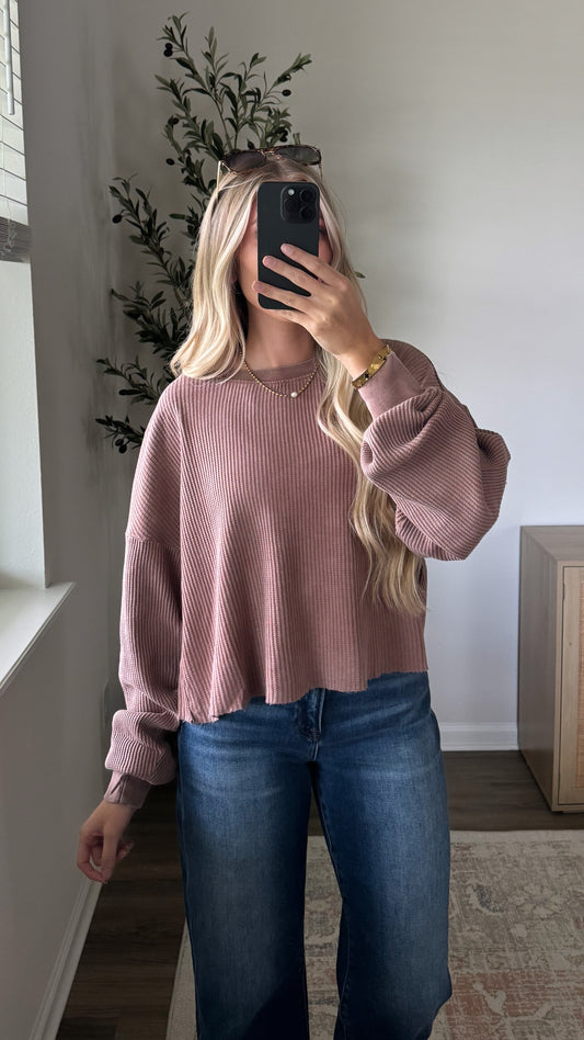 Hannah Waffle Top / Brown