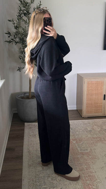 Waffle Sweatpants Set / Black