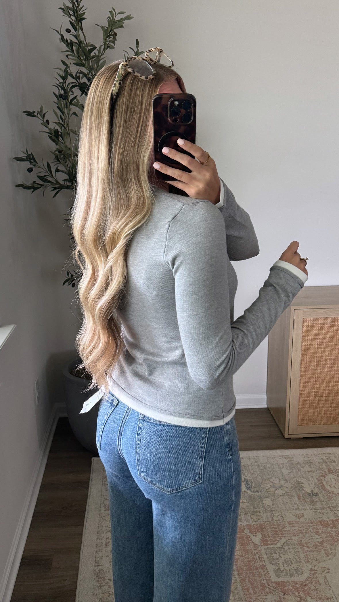 Layered Long Sleeve Knit / Grey