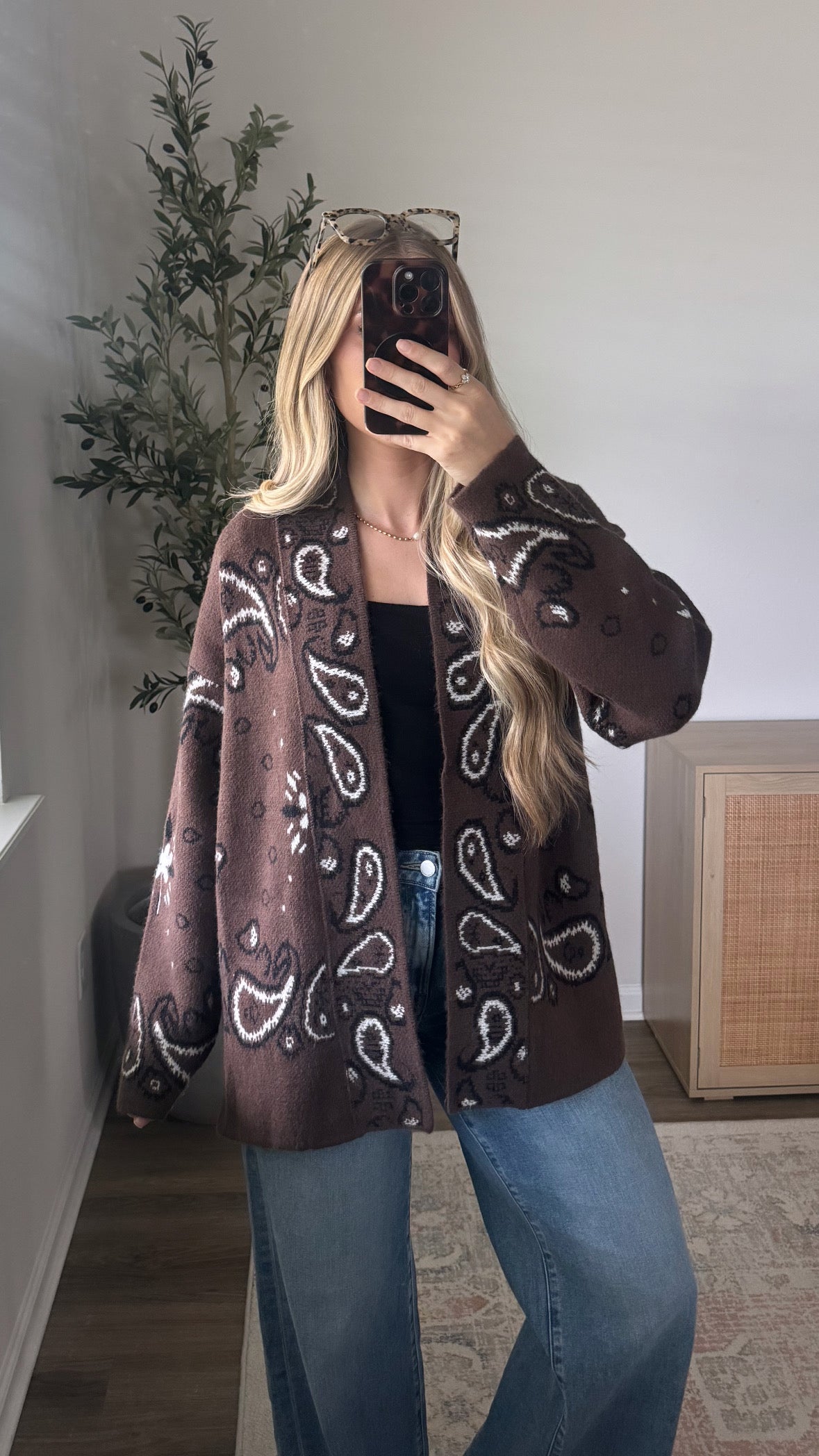 Paisley Cardigan / Dark Brown