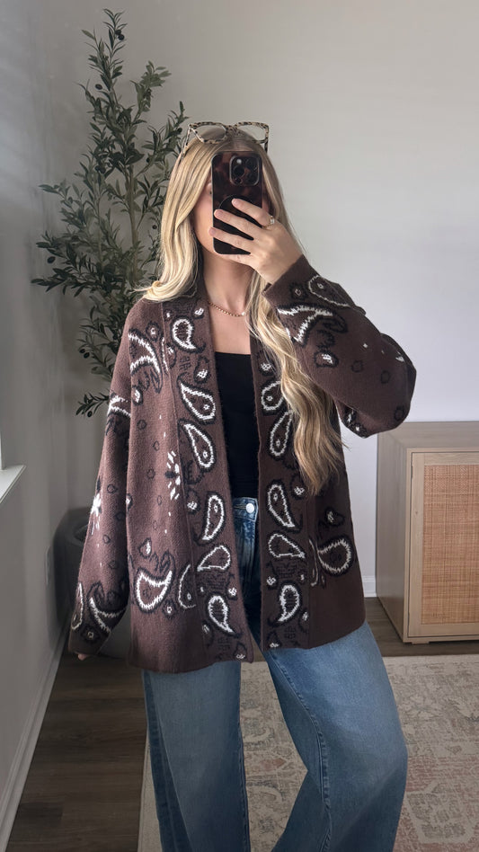 Paisley Cardigan / Dark Brown