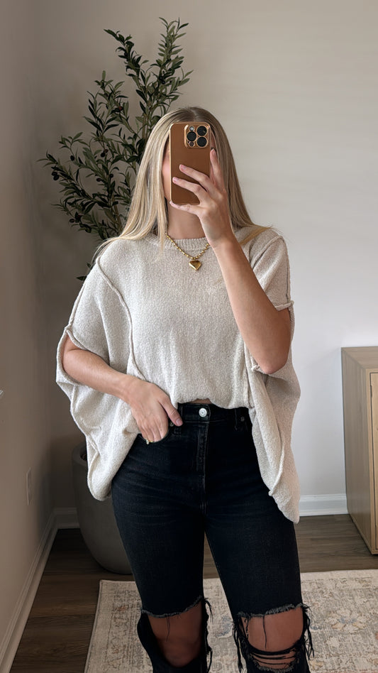 Oversized Drop Shoulder Top / Natural