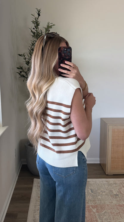 Striped Sweater Vest / Mocha