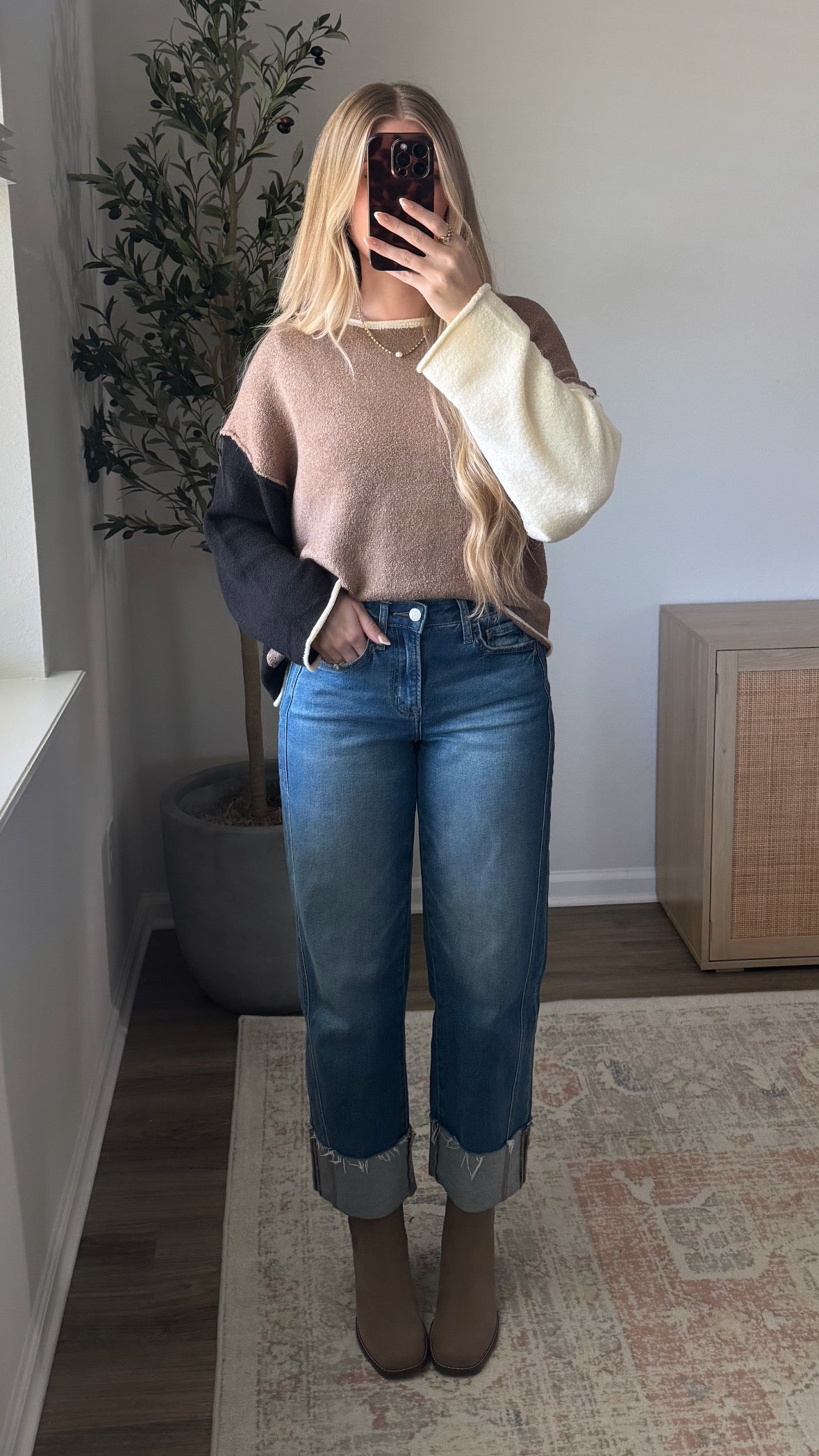 Neutral Colorblock Sweater