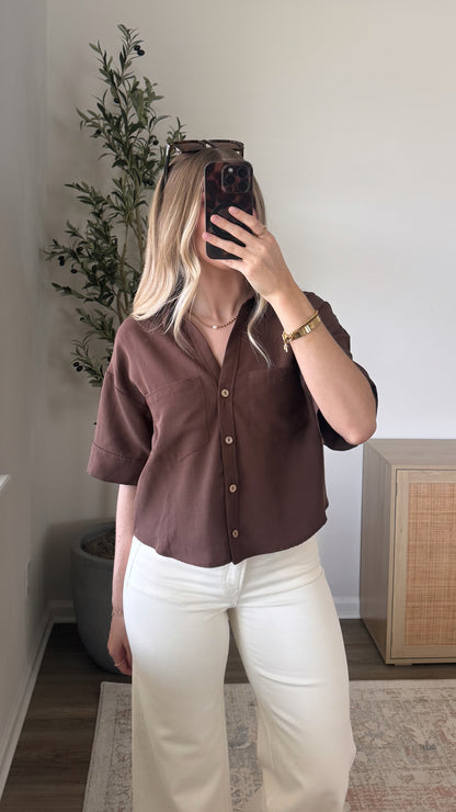 Button Down Blouse / Chocolate