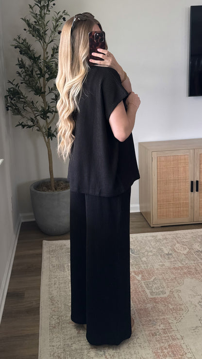 Ribbed Mockneck Set / Black
