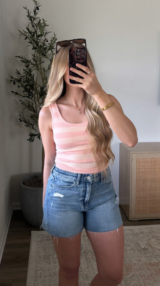 Shoreline Striped Tank / Pink