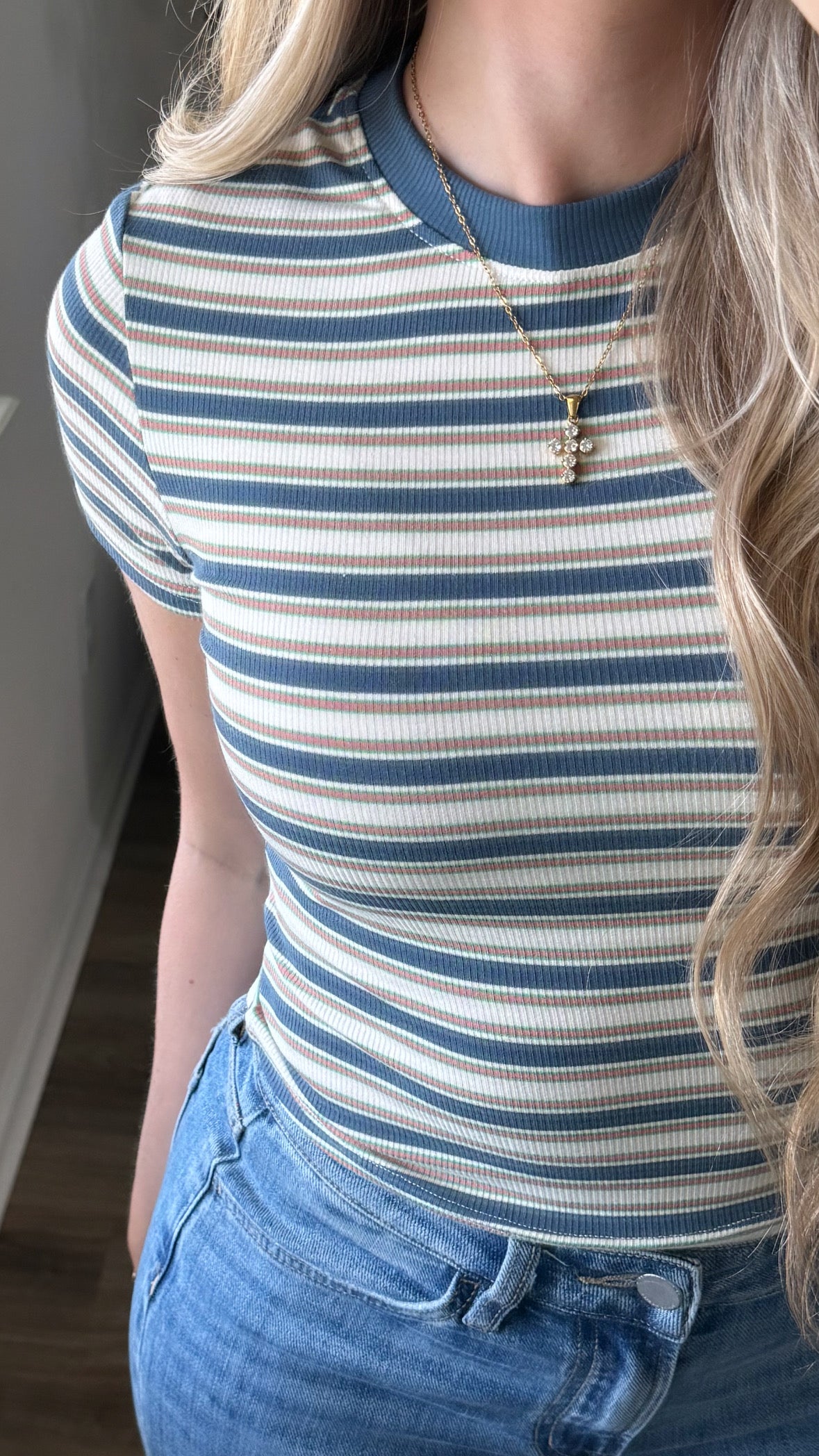 Rayon Ribbed Tee / Light Blue