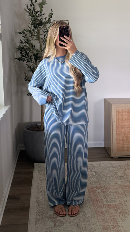 Blue Skies Striped Pants Set