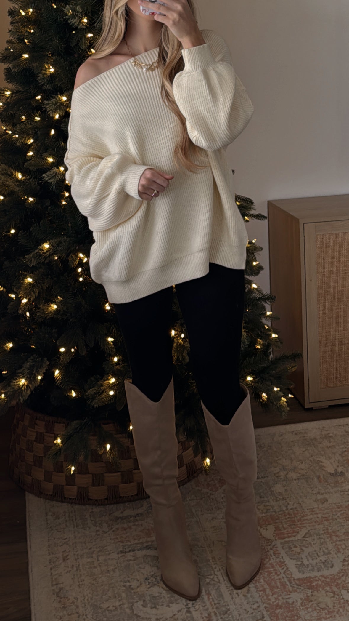 Oversized Boat Neck Sweater / Ivory