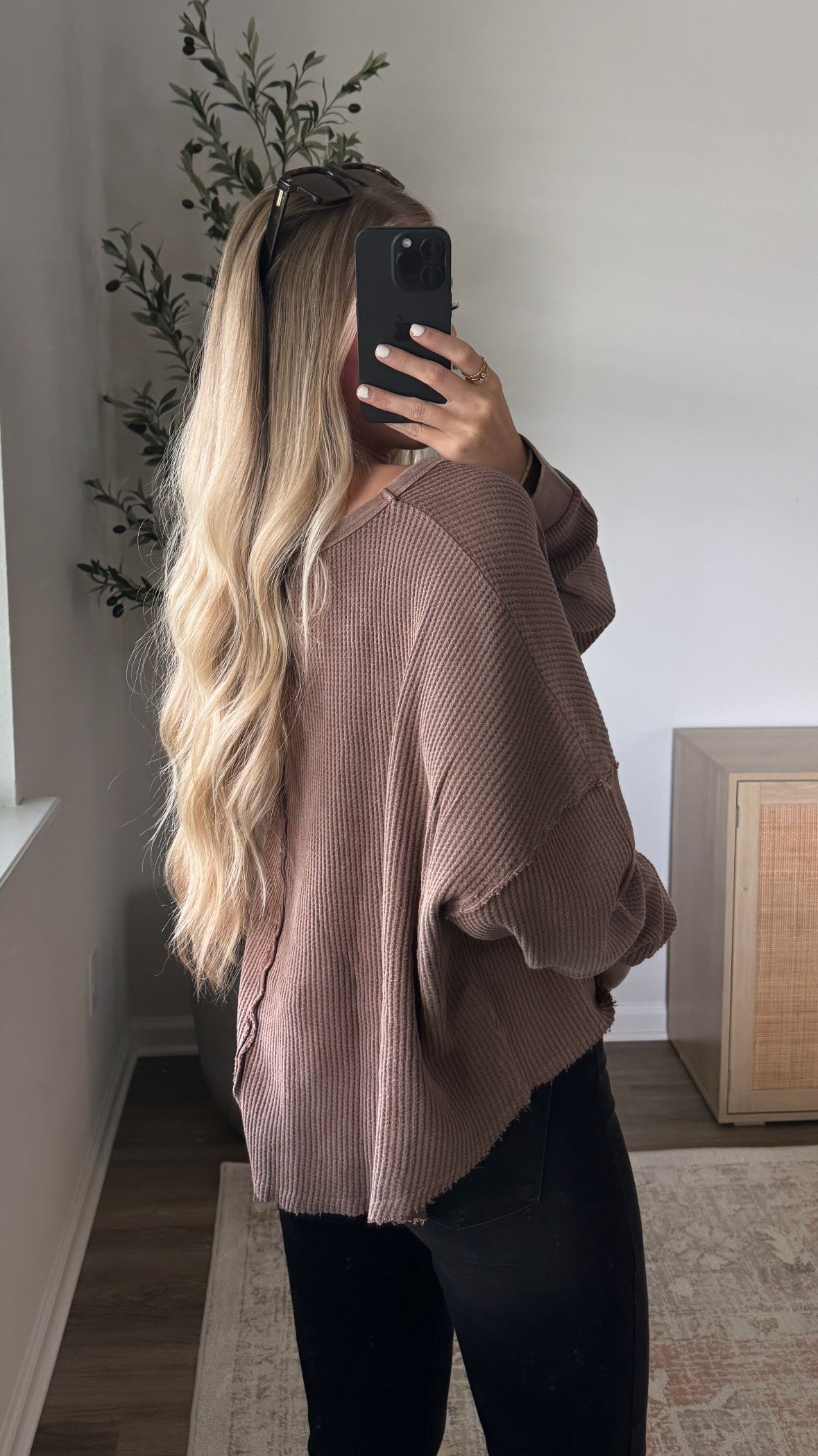 Hailey Waffle Top / Brown