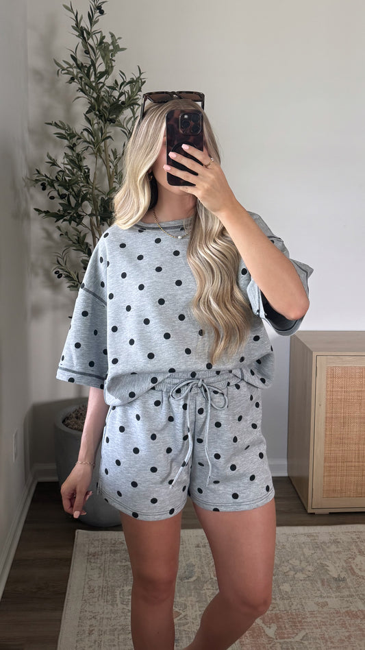 Polka Dot Shorts Set / Grey