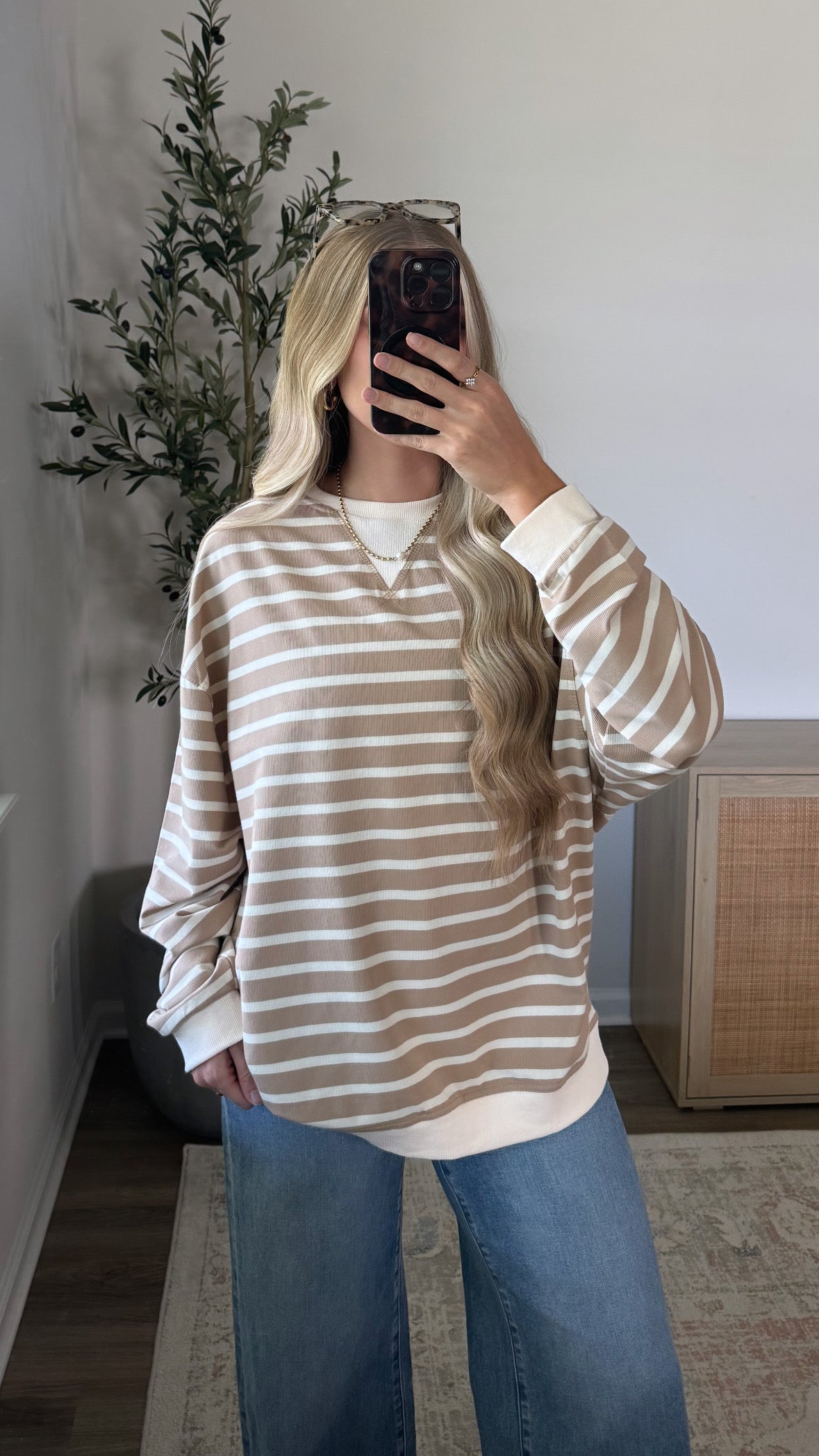 Willow Striped Long Sleeve / Tan + Cream