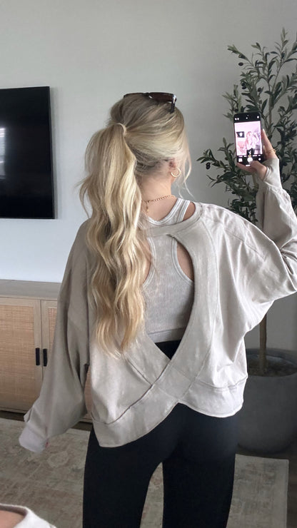 Open Back Long Sleeve / Taupe