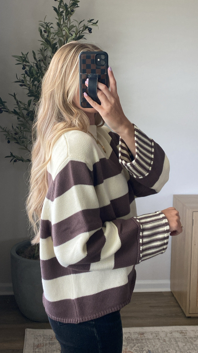 Classic Striped Sweater / Cocoa