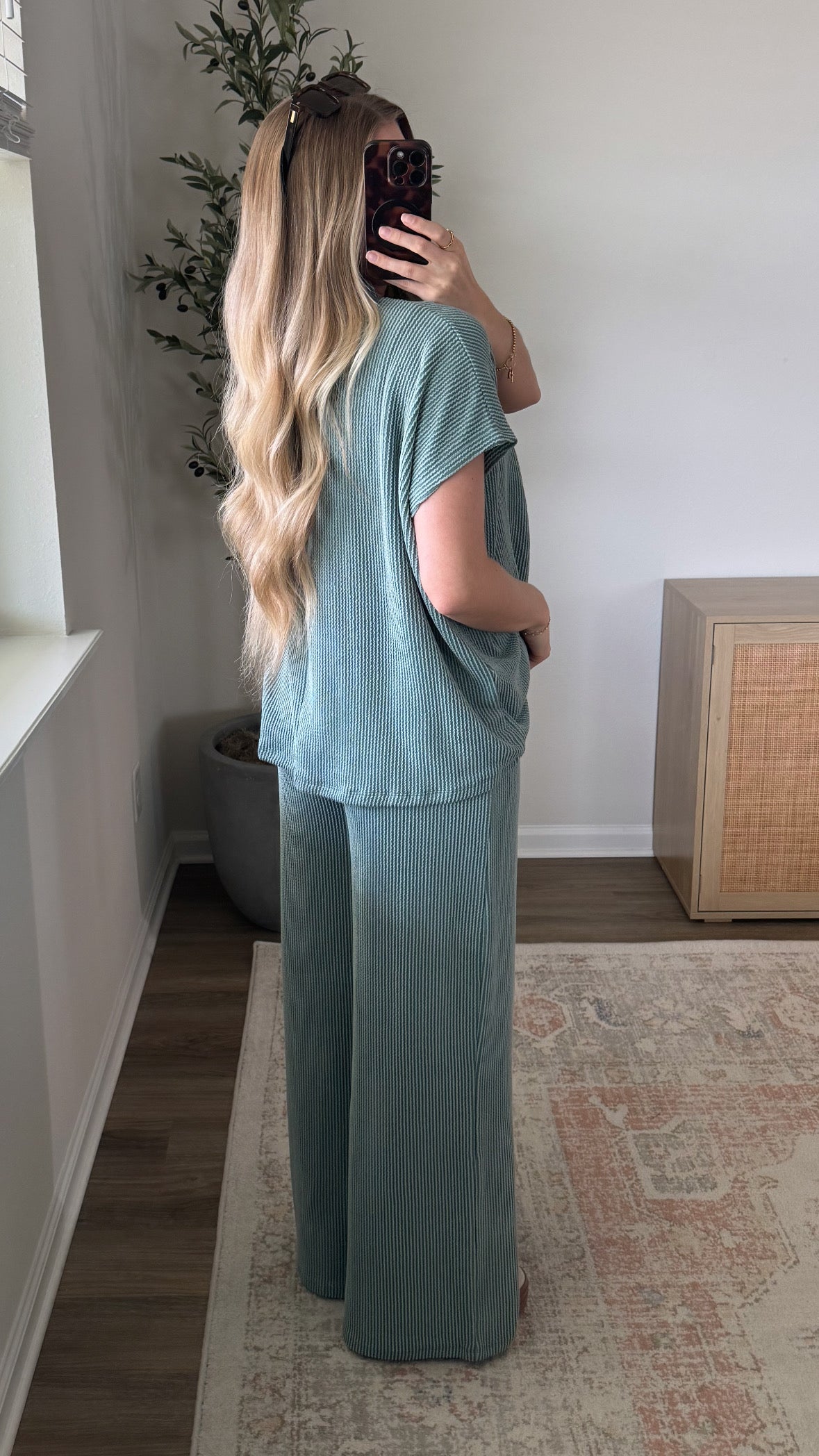 Ribbed Mockneck Set / Jade