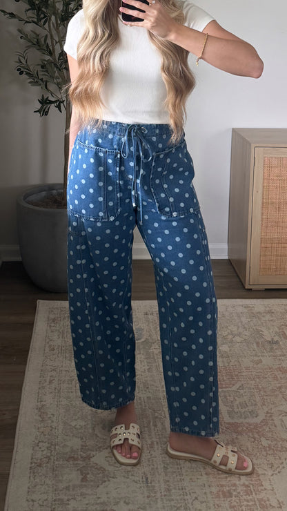 Polka Dot Barrel Pants / Denim
