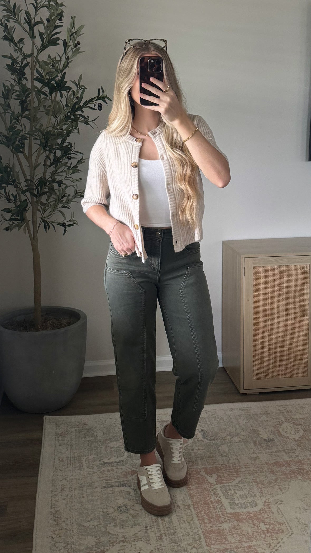 Short Sleeve Cardigan / Beige