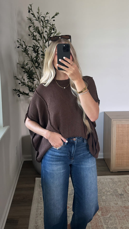 Oversized Drop Shoulder Top / Brown