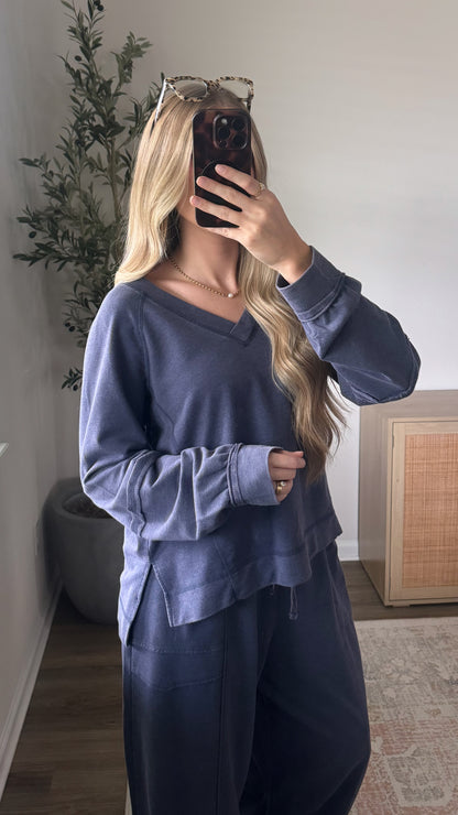 Brooke Barrel Sweatpants Set / Navy