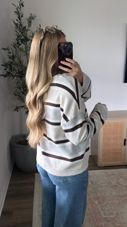 Bella Striped Cardigan / Cream