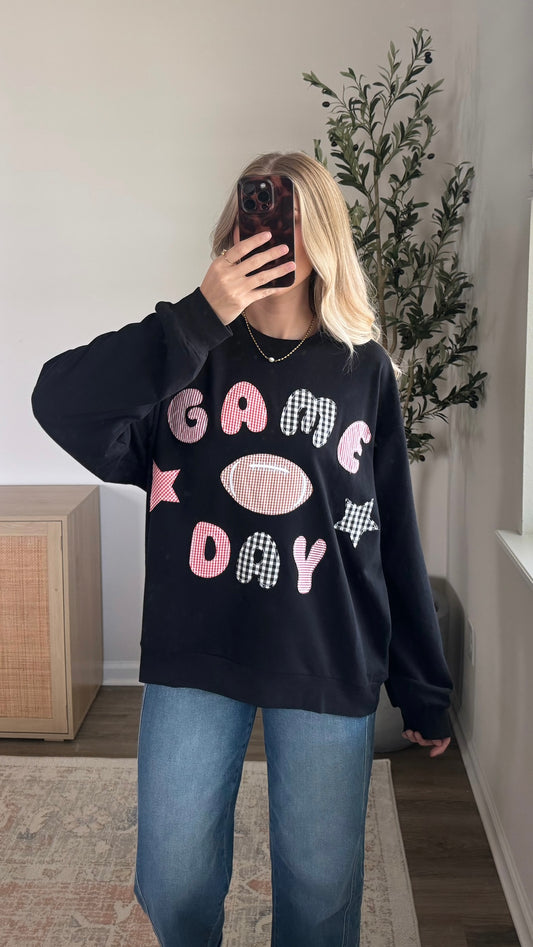 Game Day Gingham Pullover / Black