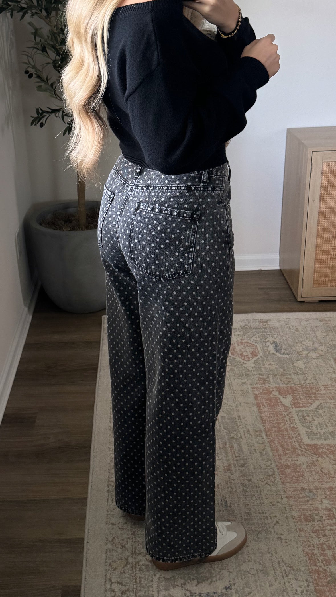PREORDER (estimated to ship 10/26) - Polka Dot Jeans / Dark Grey