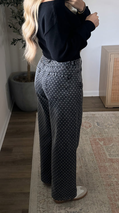 PREORDER (estimated to ship 10/26) - Polka Dot Jeans / Dark Grey