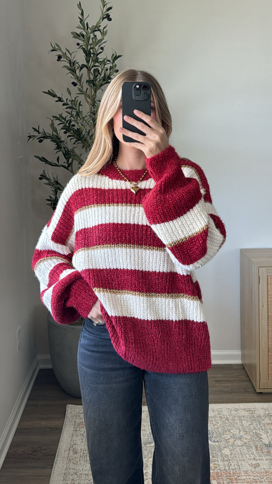 Holly Striped Sweater / Red