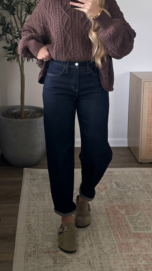 Tessa Comfort Barrel Jeans / Dark Wash