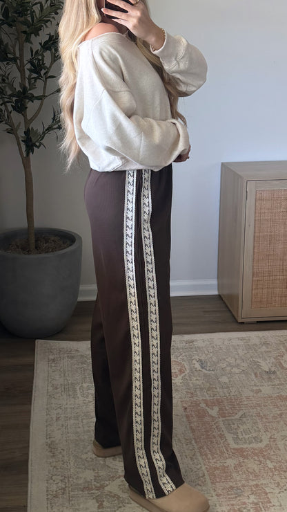 PREORDER (11/7) - Lace Detail Pants / Dark Brown