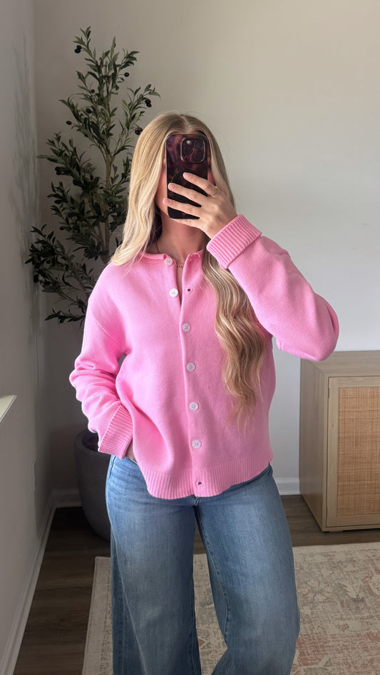 Spring Knit Cardigan / Pink