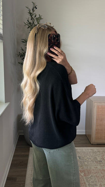 Chloe Short Sleeve Cardigan / Black