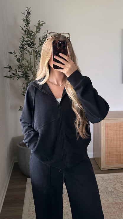 Waffle Sweatpants Set / Black