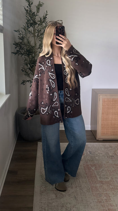 Paisley Cardigan / Dark Brown
