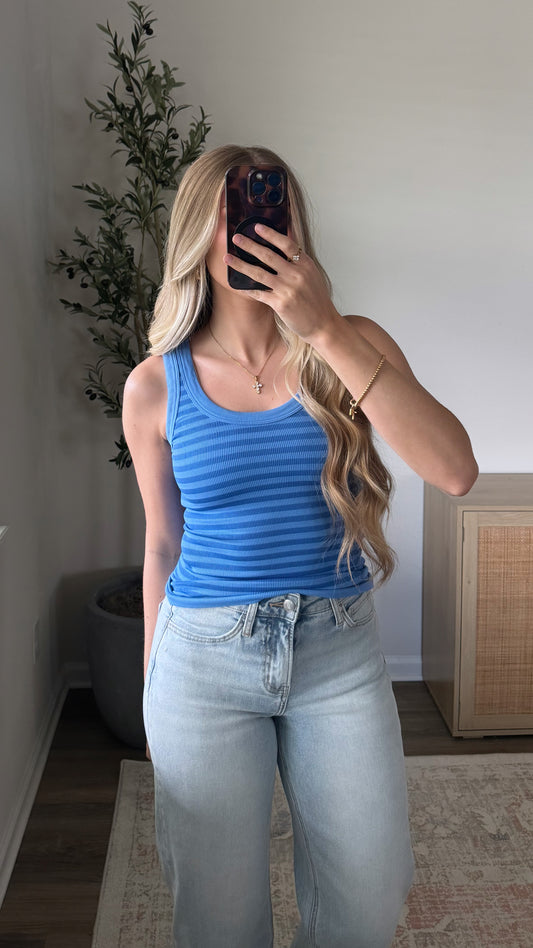 Beachside Striped Tank / Blue