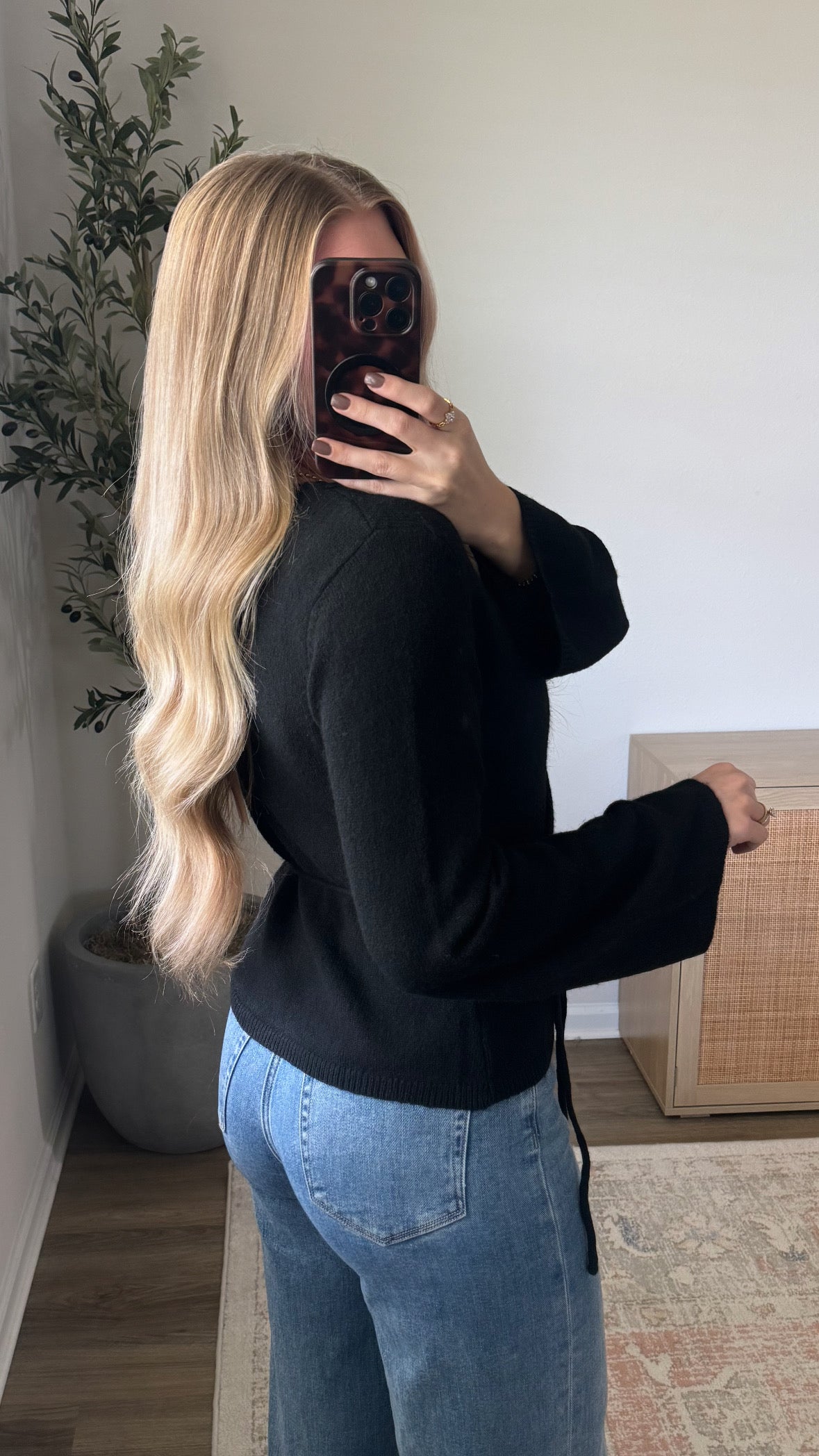 Tie Waist Cardigan / Black