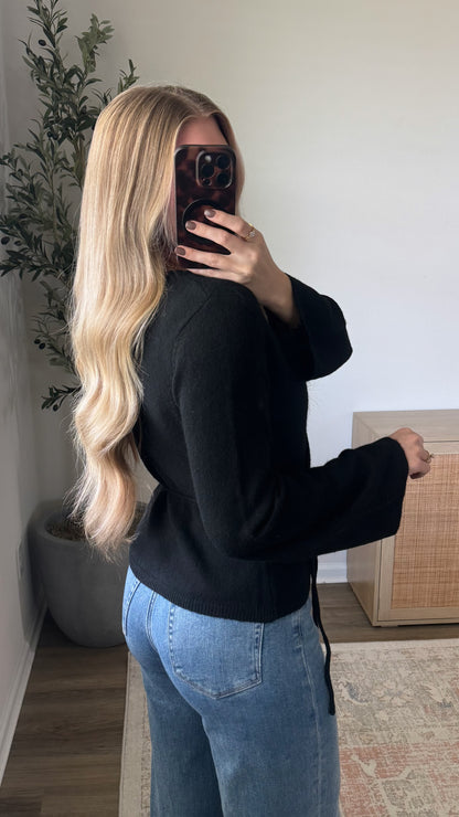 Tie Waist Cardigan / Black