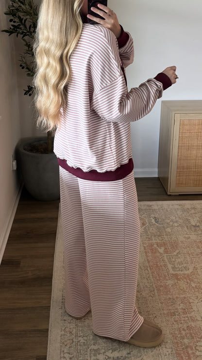 Merry Striped Mock Neck / Dusty Pink